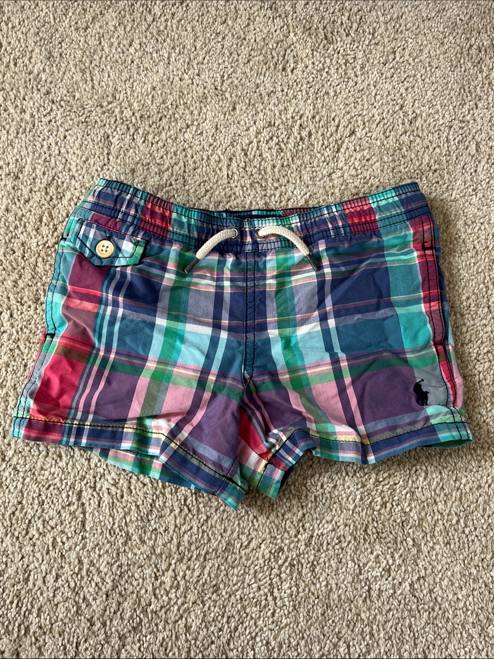 Ralph Lauren Kids Plaid Swim Trunks - Blue, Green, Pink